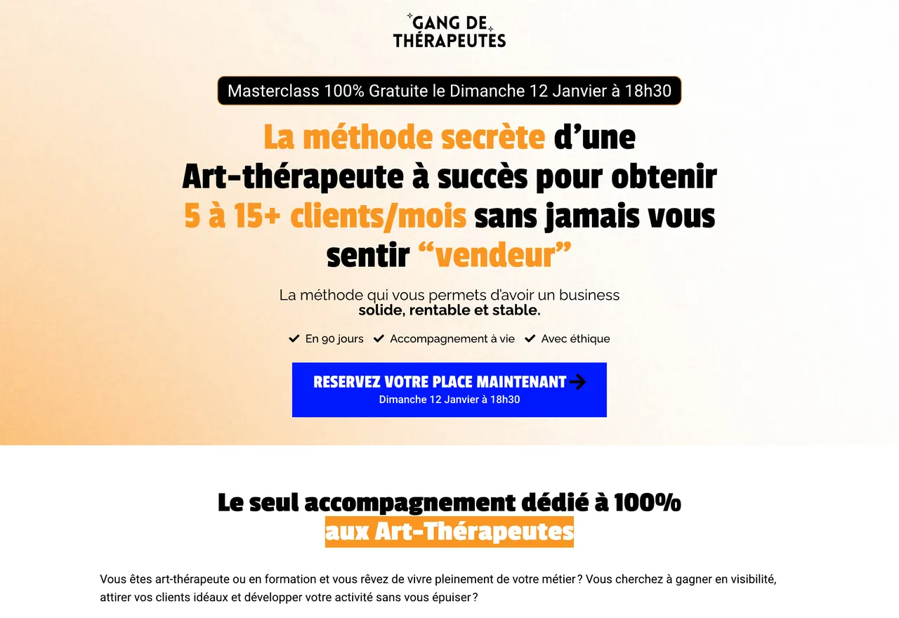 Page de la masterclass Gang de Thérapeutes