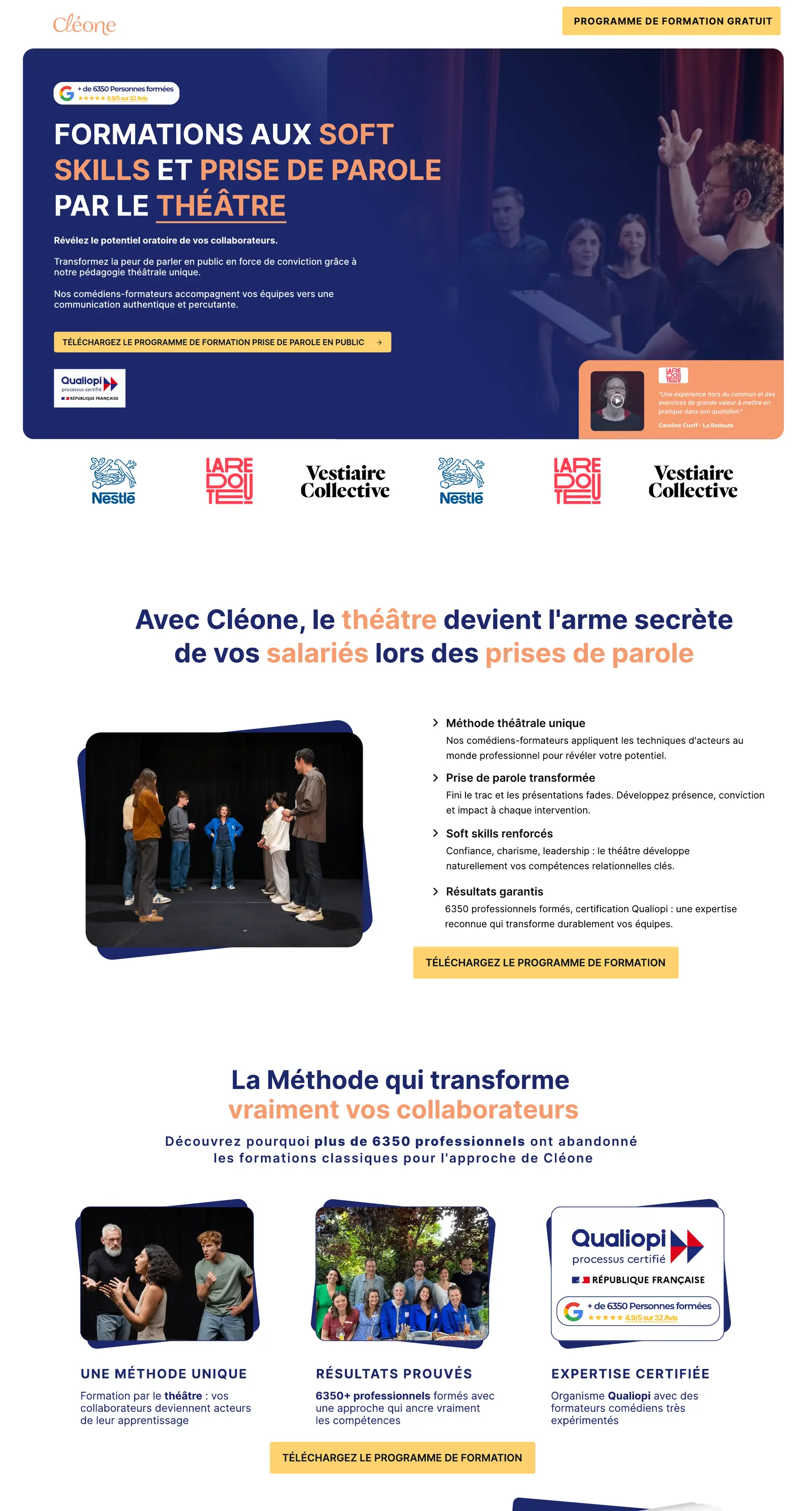 Capture de la page Cléone